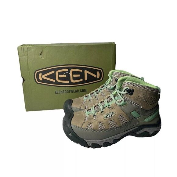 New Keen Targhee Vent Mid Boot Shoes 10 Women’s  Fumo / Quiet Green - Picture 1 of 9